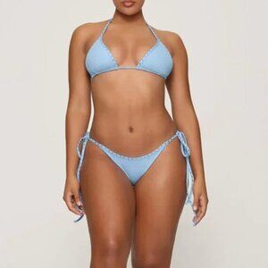 SET: Skims Rhinestone Triangle Bikini Top AND Bottom - Iris Blue (RARE)